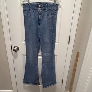 We The Free Womens Flare Jeans High Rise Corset Waist Blue 32